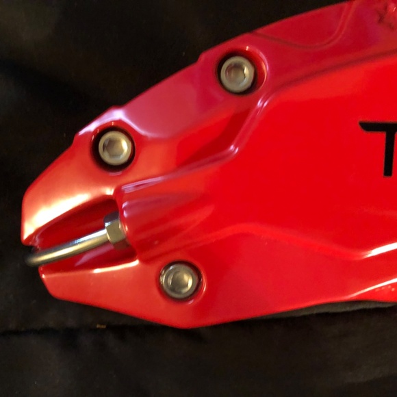 New Tesla Set of 4 Red Brake Caliper Covers front & back - Picture 2 of 11